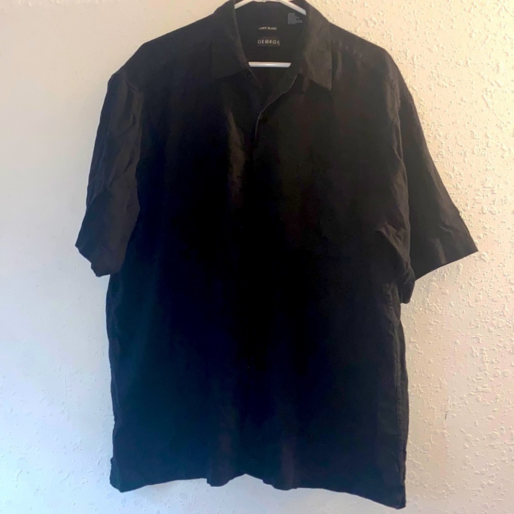 Men’s size extra large, George linen blend button-down black shirt T21
